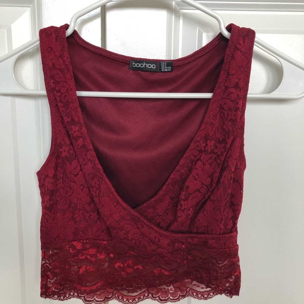Wine lace bralette